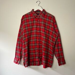 Van Heusen Red and Green Plaid Flannel Shirt